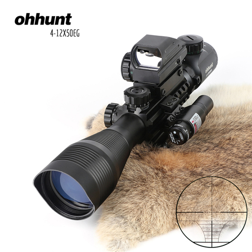 ohhunt/欧恒4-12X50EG强抗震瞄准镜带激光及内红点三位一体多功能瞄准镜